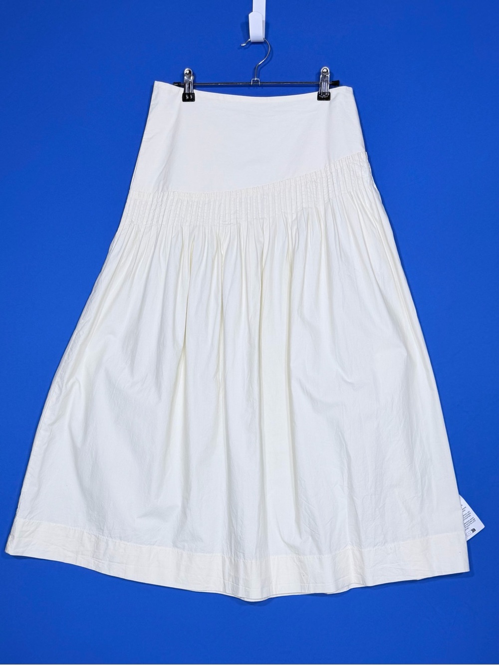 🌼 TOPSHOP Pintuck Cotton Poplin Maxi Skirt Soft Yellow NWT US 6 - Picture 2 of 8